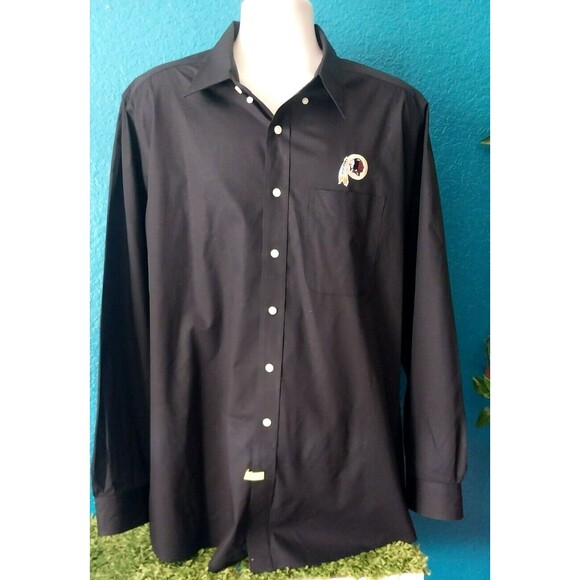 Redskins Commanders Antigua Men's Long-Sleeve Button-Up Shirt XLT Black - Picture 1 of 7